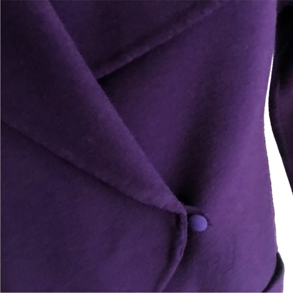 St. John Hand Sewn Coat Wool Blend Sz P Purple Patch Pockets - Picture 7 of 13